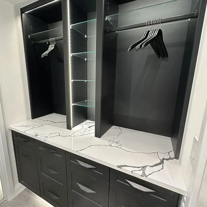 Custom Closets with Hanging Rods at Let's Face it Kitchens in Barrie, ON