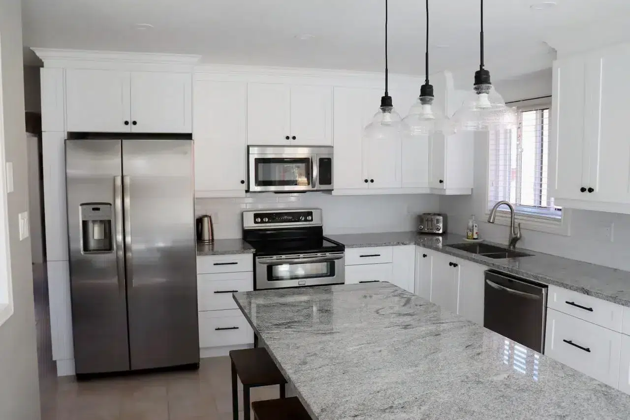 Completed kitchen renovation in Orillia by Let's Face It Kitchens